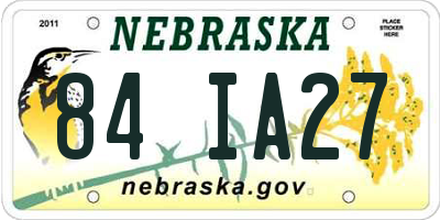 NE license plate 84IA27