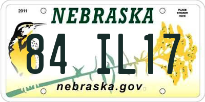 NE license plate 84IL17