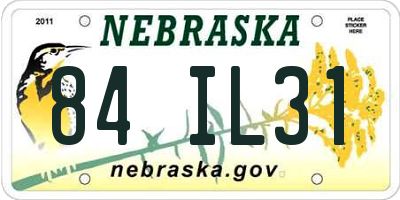 NE license plate 84IL31