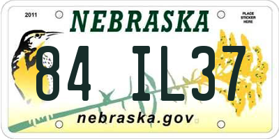NE license plate 84IL37