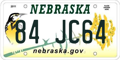 NE license plate 84JC64