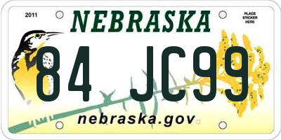 NE license plate 84JC99