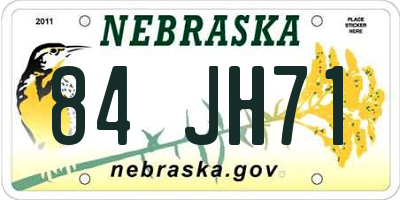 NE license plate 84JH71