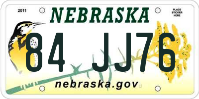 NE license plate 84JJ76