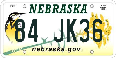 NE license plate 84JK36