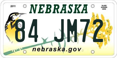 NE license plate 84JM72
