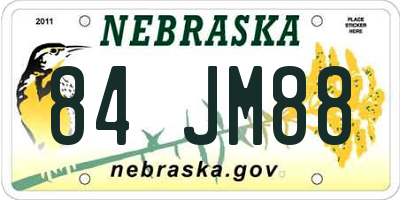 NE license plate 84JM88