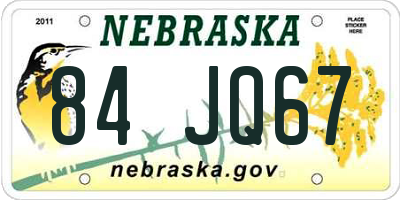 NE license plate 84JQ67