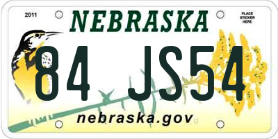 NE license plate 84JS54