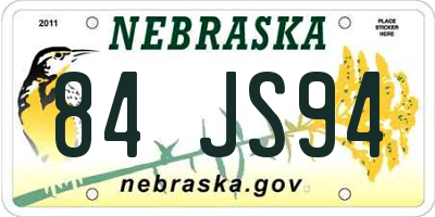 NE license plate 84JS94