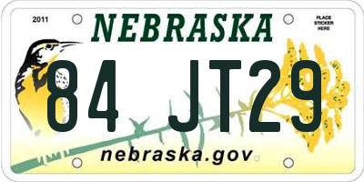 NE license plate 84JT29