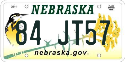 NE license plate 84JT57