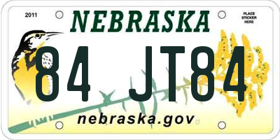 NE license plate 84JT84