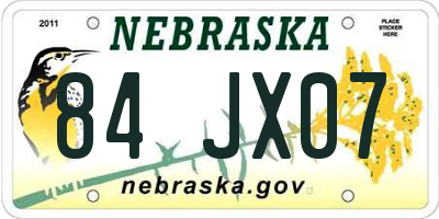 NE license plate 84JX07