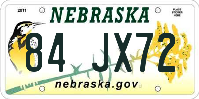 NE license plate 84JX72