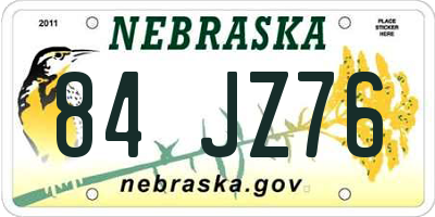 NE license plate 84JZ76