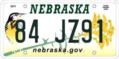NE license plate 84JZ91