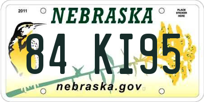 NE license plate 84KI95