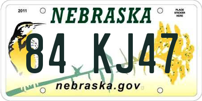 NE license plate 84KJ47