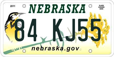NE license plate 84KJ55