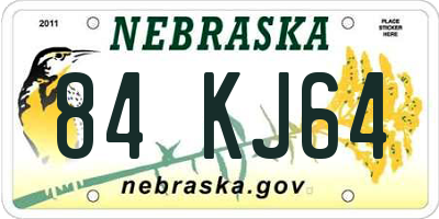 NE license plate 84KJ64