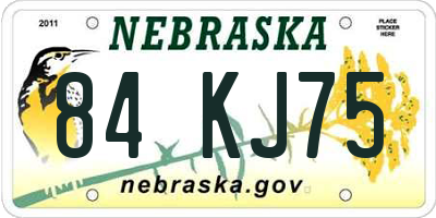 NE license plate 84KJ75
