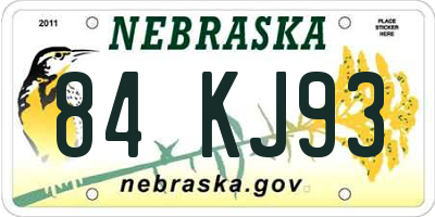 NE license plate 84KJ93