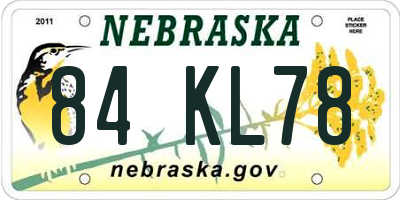 NE license plate 84KL78