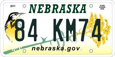 NE license plate 84KM74
