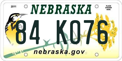 NE license plate 84KO76