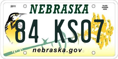 NE license plate 84KS07