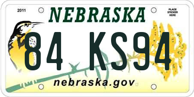 NE license plate 84KS94