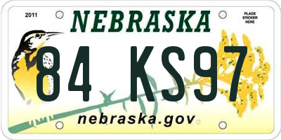 NE license plate 84KS97