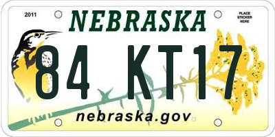 NE license plate 84KT17