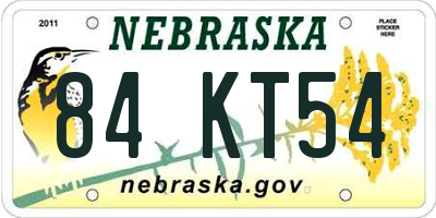 NE license plate 84KT54
