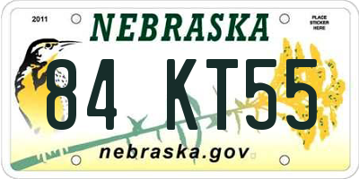 NE license plate 84KT55