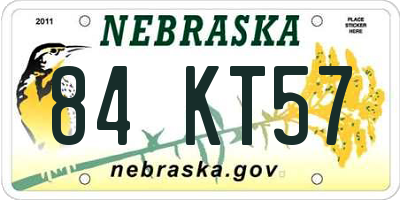 NE license plate 84KT57