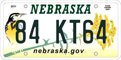 NE license plate 84KT64