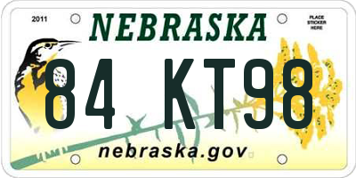 NE license plate 84KT98