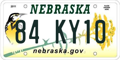 NE license plate 84KY10