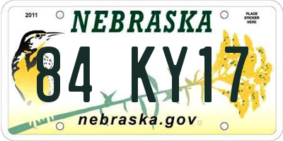 NE license plate 84KY17
