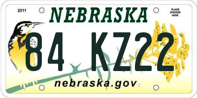 NE license plate 84KZ22