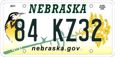 NE license plate 84KZ32