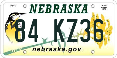 NE license plate 84KZ36