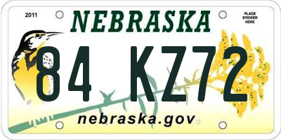 NE license plate 84KZ72