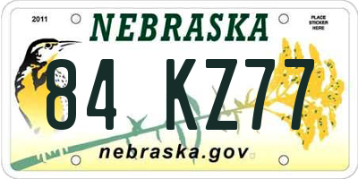 NE license plate 84KZ77