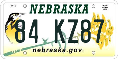 NE license plate 84KZ87