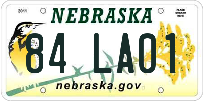NE license plate 84LA01