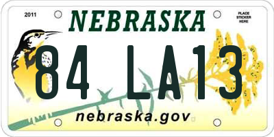 NE license plate 84LA13