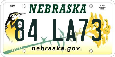 NE license plate 84LA73